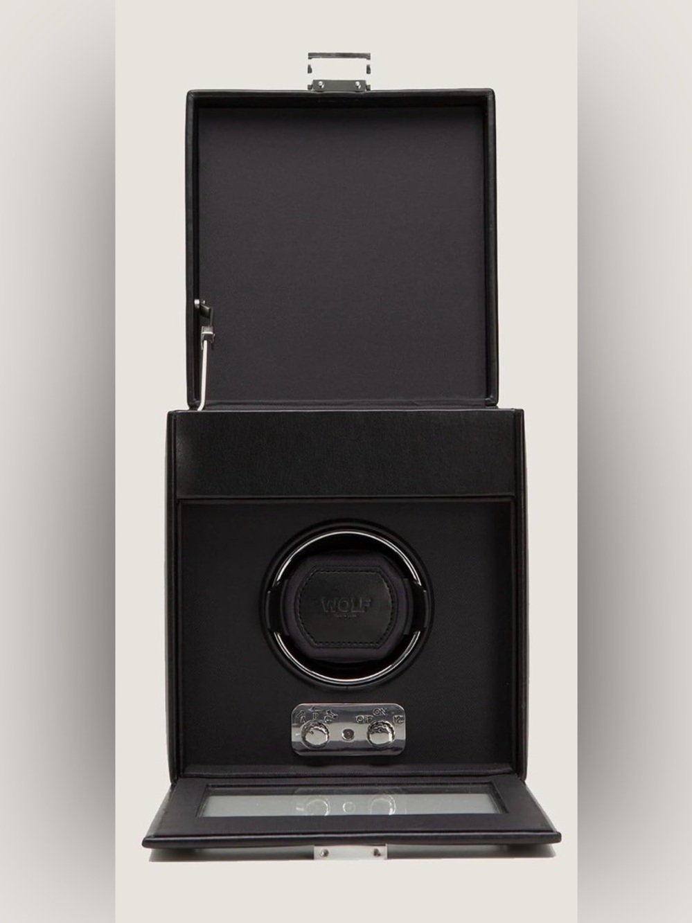 WOLF 1834 Heritage Black Single Watch Winder with Storage